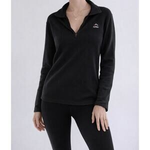 Aspen Black Quarter Zip Fleece Pullover Lightweight Active Top Size Small